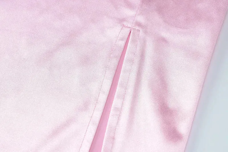 Prom Style Pink Satin Maxi Dress for Elegant Evenings