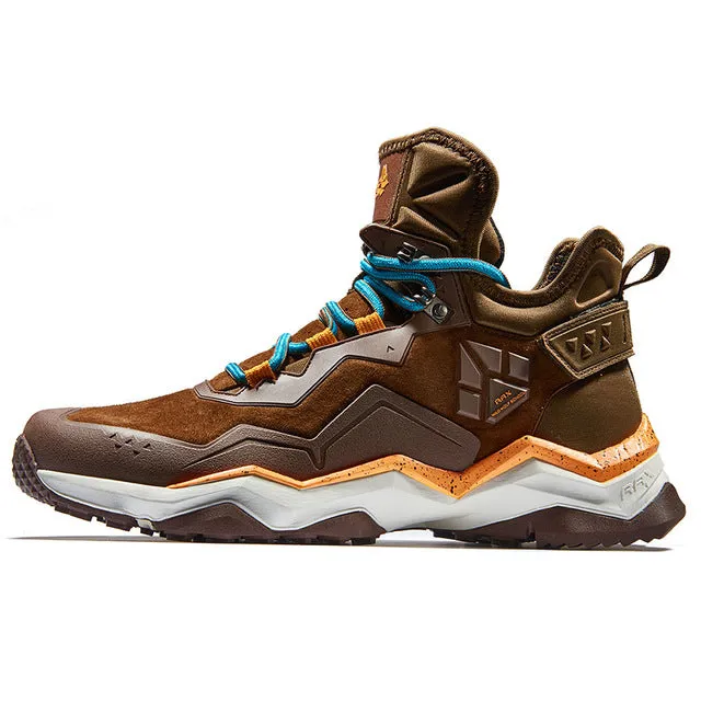 RAX Mens Waterproof Hiking Shoes Outdoor Waterproof Trekking Shoes Winter Breathable Hiking Boots Leather Sports Sneakers Men