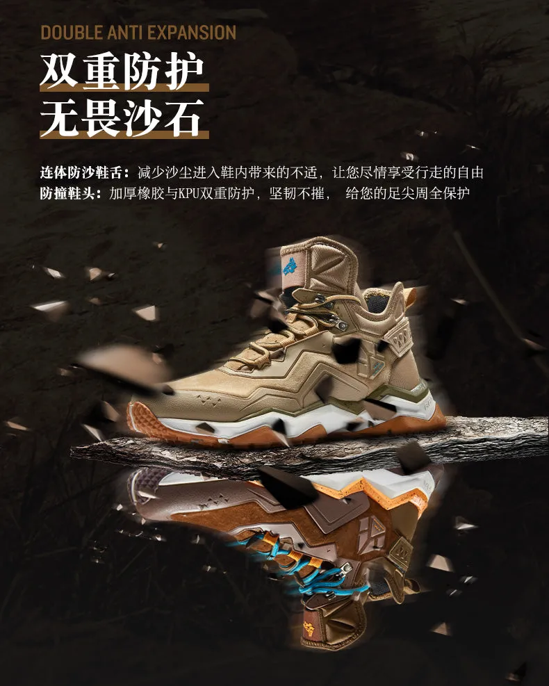 RAX Mens Waterproof Hiking Shoes Outdoor Waterproof Trekking Shoes Winter Breathable Hiking Boots Leather Sports Sneakers Men