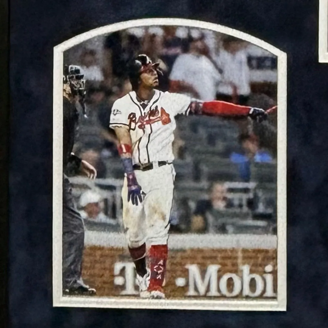 Ronald Acuna Jr Signed Atlanta White Custom Suede Matte Framed Baseball Jersey (JSA)