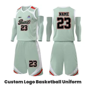 Sage Green Custom Basketball Jerseys Any Name Number Team Logo
