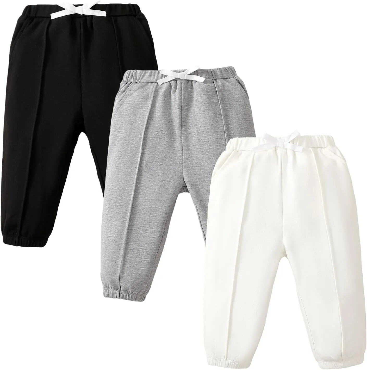 SOBOWO Baby Boy Sweatpants Jogger Pants Toddler Boys Solid Elastic Waist Letter Patched Active Bottoms Fall Winter Clothes