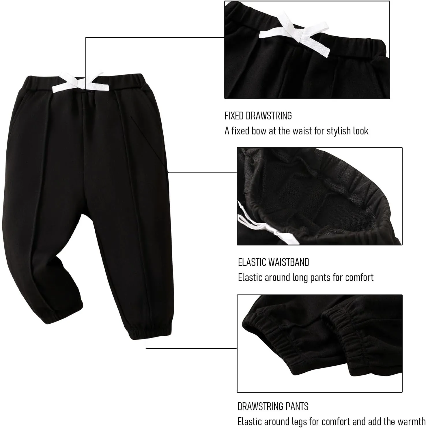 SOBOWO Baby Boy Sweatpants Jogger Pants Toddler Boys Solid Elastic Waist Letter Patched Active Bottoms Fall Winter Clothes