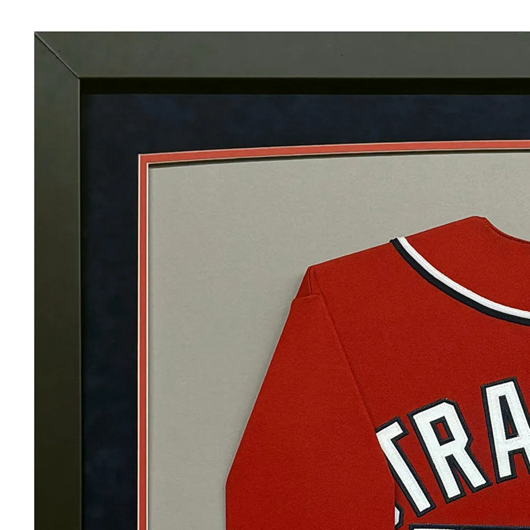 Stephen Strasburg Signed Washington Red Custom Suede Matte Framed Baseball Jersey