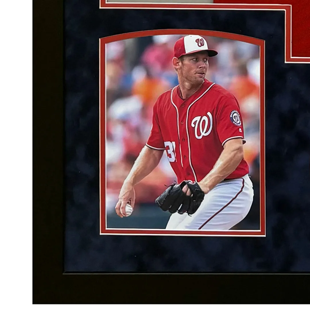 Stephen Strasburg Signed Washington Red Custom Suede Matte Framed Baseball Jersey
