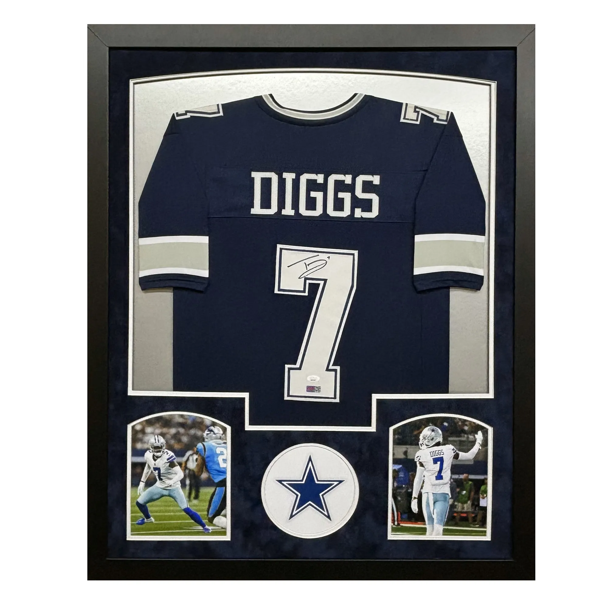 Trevon Diggs Signed Dallas Blue Custom Suede Matte Framed Football Jersey (JSA)