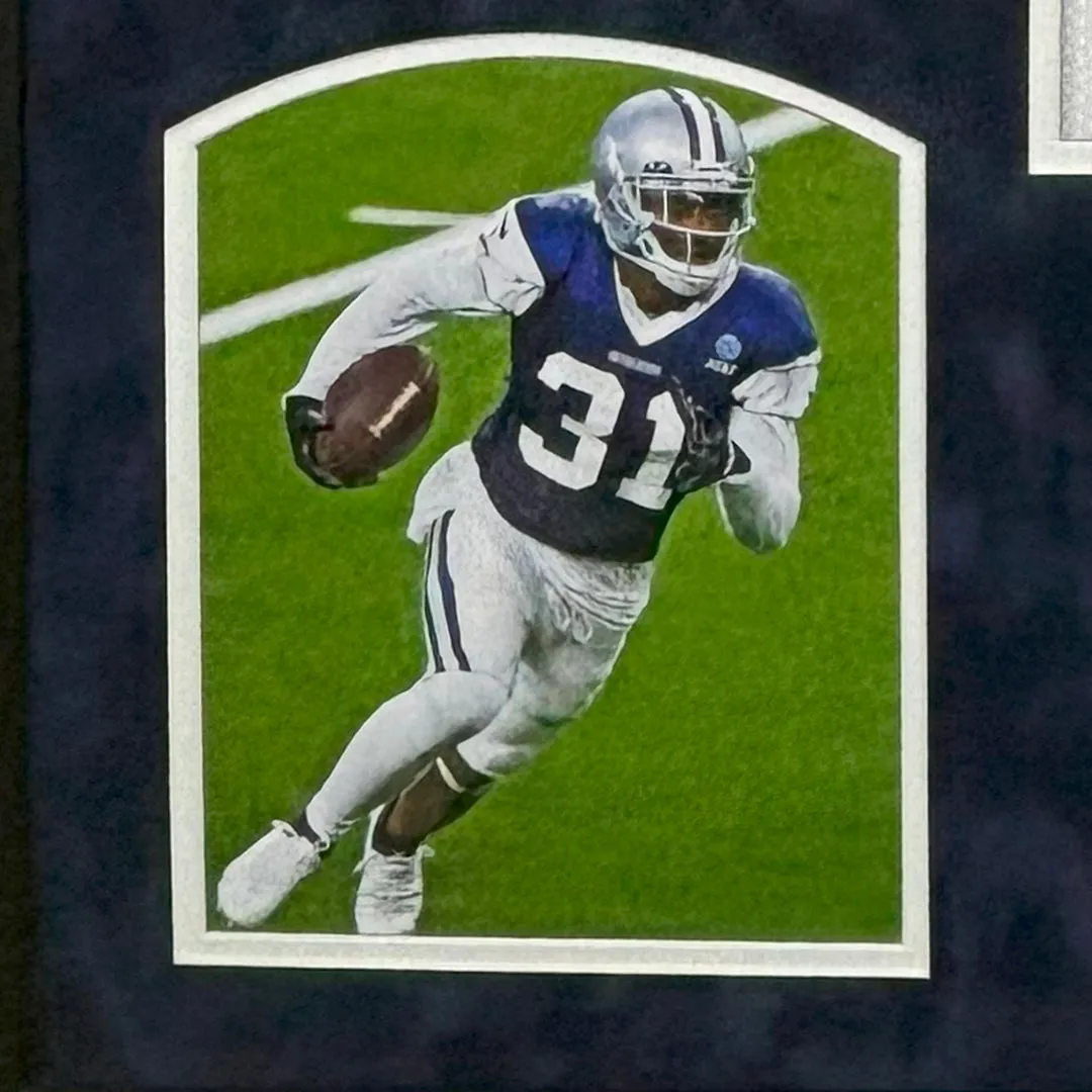 Trevon Diggs Signed Dallas White Custom Suede Matte Framed Football Jersey (JSA)
