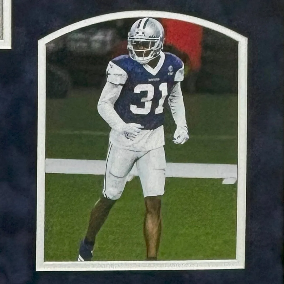 Trevon Diggs Signed Dallas White Custom Suede Matte Framed Football Jersey (JSA)