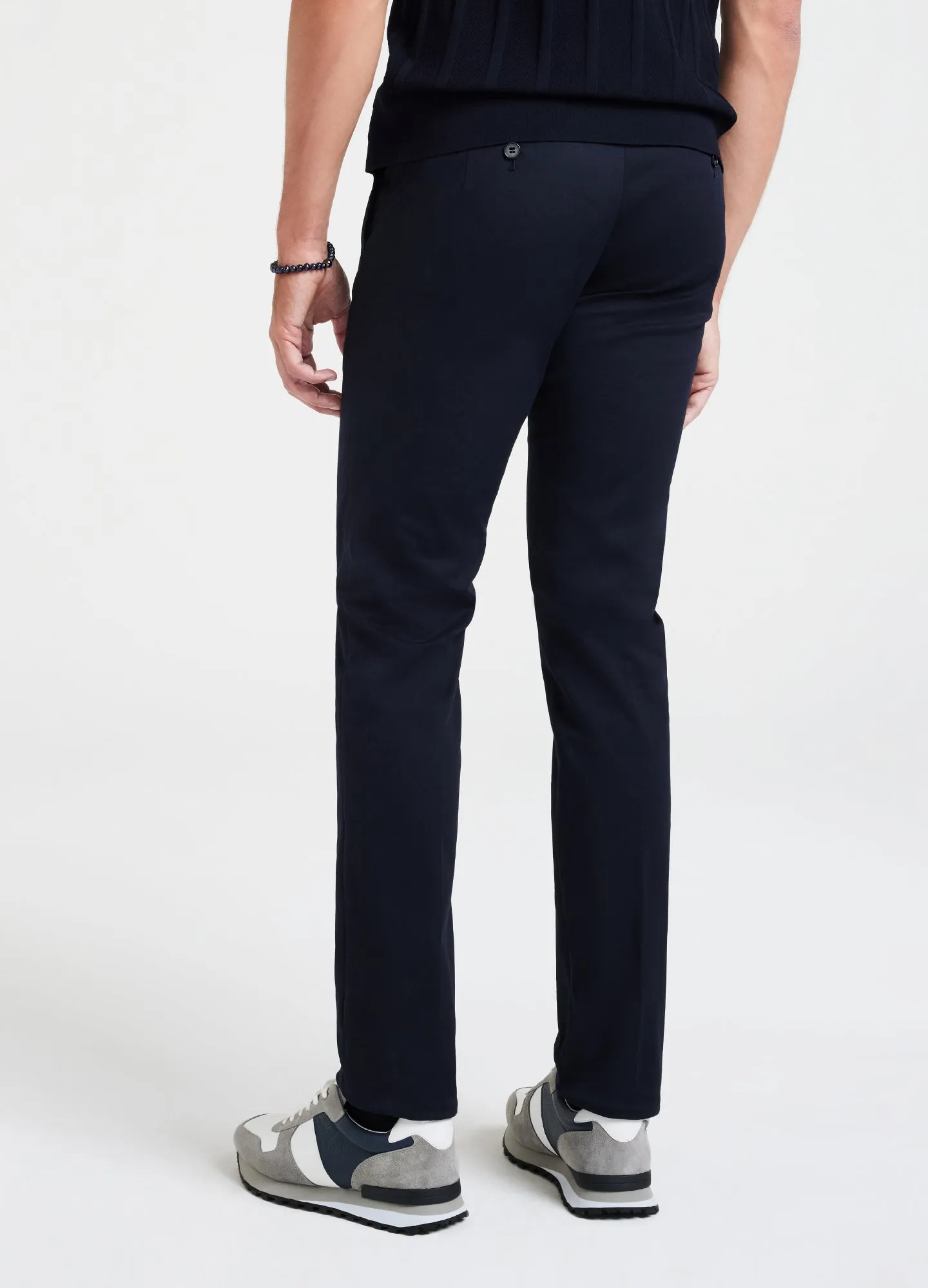 Twill Stretch Cotton Slim-Fit Tailored Pant Navy