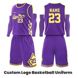 Unisex Purple Yellow Basketball Team Uniforms