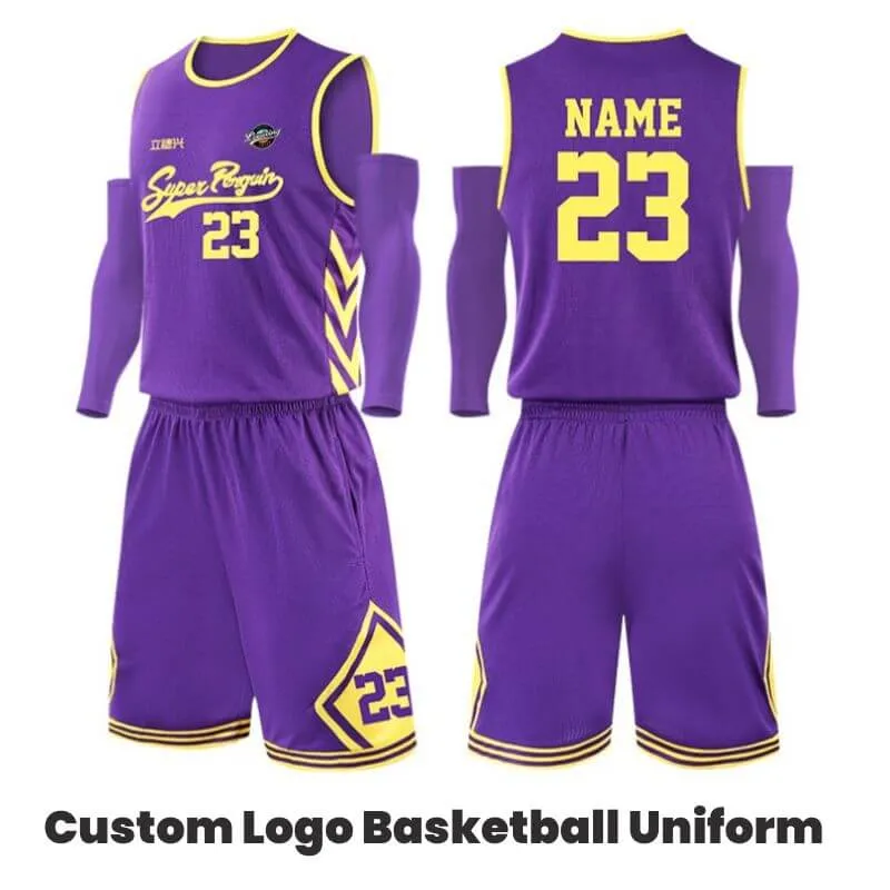 Unisex Purple Yellow Basketball Team Uniforms