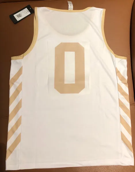 White Basketball Jersey Design with Name and Logo